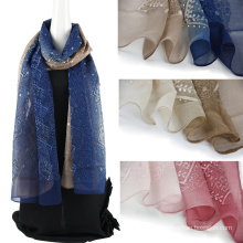 Zwei-Ton-Farbe emboidery 100% Seide Schal mit Sequins
